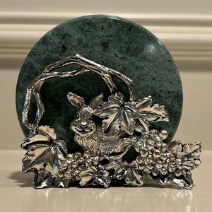 Arthur Court Marble Coaster Set with Holder
Vintage